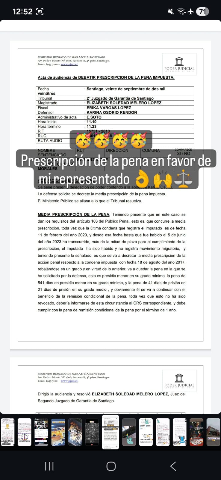 Resolución, acta o sentencia de tribunal obtenida por Karina Osorio Rendón (pieza 6 de 13 del archivo)